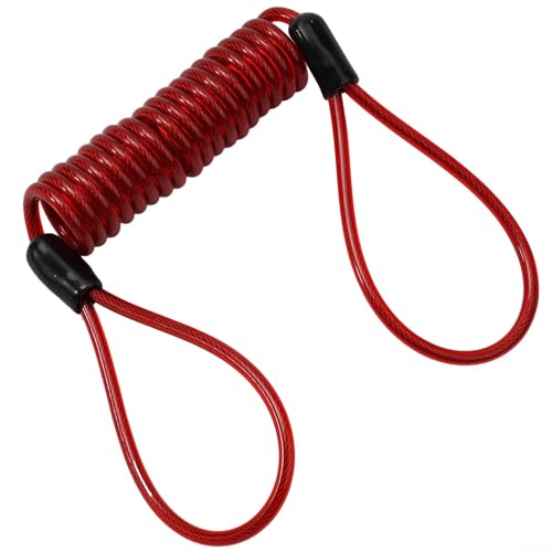 Stahlkern Federseilschloss Kabel mit Diebstahlabschreckung Scheibenbremsschloss für Fahrrad- und Motorradhelmsicherheit, kompaktes tragbares Drahtschloss (rot) von LUCKCDUO
