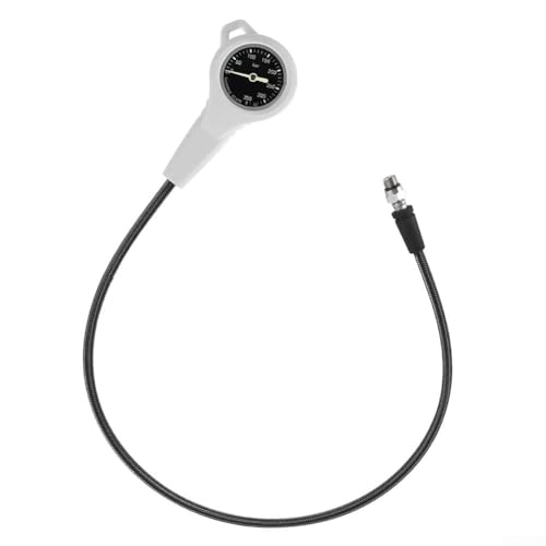 Tauch-Manometer, ausgestattet mit Kohlefaser-gewebtem Hochdruckschlauch, 7/16 20UNF-Gewinde und leuchtendem Zifferblatt für klare Sichtbarkeit unter Wasser (weiß) von LUCKCDUO