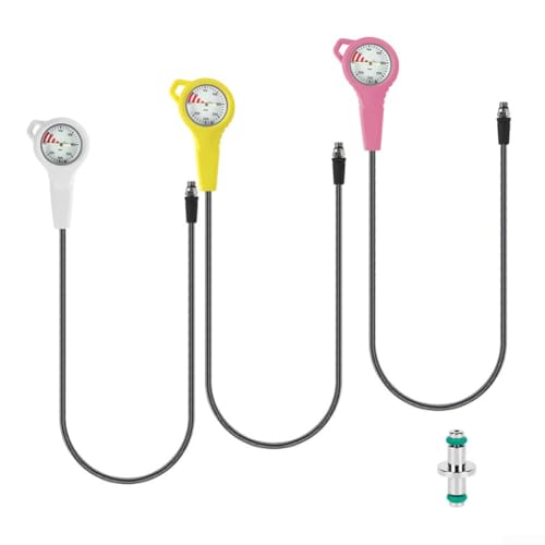 Tauch-Manometer, mit Kohlefaser-Schlauch, leuchtendes Zifferblatt, 7/16-20UNF-Gewinde, 360-Grad-Drehung, hohe Zugfestigkeit, max. Druck von 300 bar (weiß) von LUCKCDUO