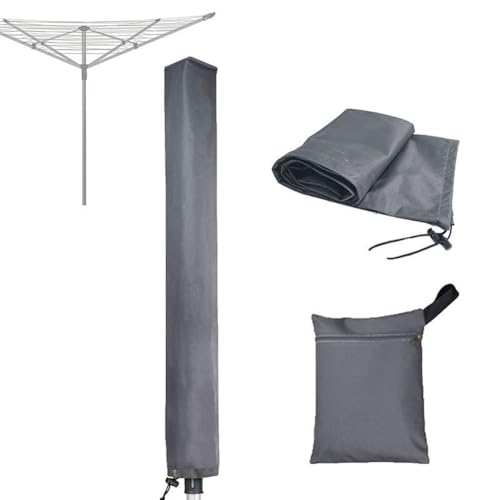 Tragbare 600D Oxford Tuch Wäscheleine Abdeckung mit leicht zu reinigenden Funktionen für den Außenbereich (Grau 16x16x165cm) von LUCKCDUO