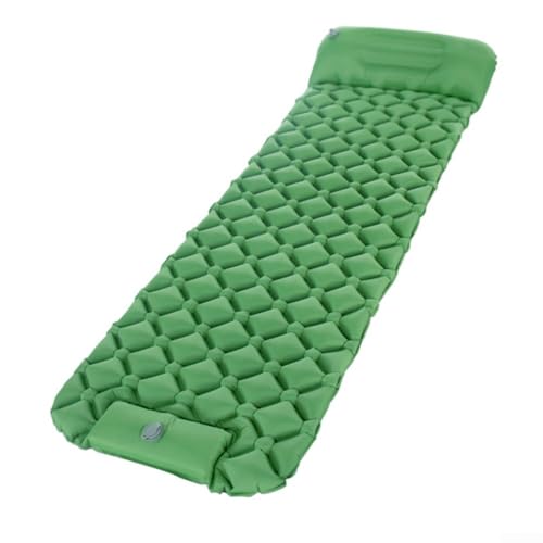 Tragbare Isomatte mit integriertem Kissen für bequemes Camping und Outdoor (grün) von LUCKCDUO