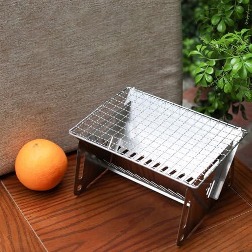 Tragbarer Grill, tragbarer faltbarer Holzkohlegrill Schreibtisch, für Camping Holzkohlegrill mit Tragetasche, leicht und einfach zu montieren von LUCKCDUO