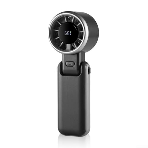 Tragbarer Handventilator mit 5 Geschwindigkeiten, digitales Display, Turbo-Handventilator, 3-in-1, mit einstellbaren Windstufen für Reisen, Büro und Außenbereich (schwarz) von LUCKCDUO