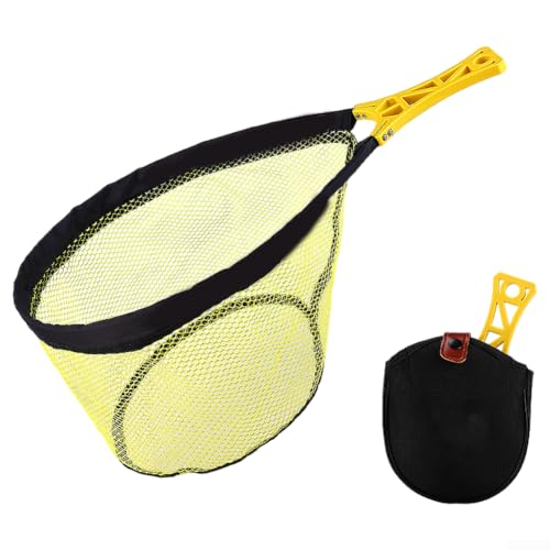 Tragbares Fliegenfischkescher, faltbares Metallgeflecht, Handnetz für Bachfischen, leicht, mit Aufbewahrungstasche (klein, gelb) von LUCKCDUO