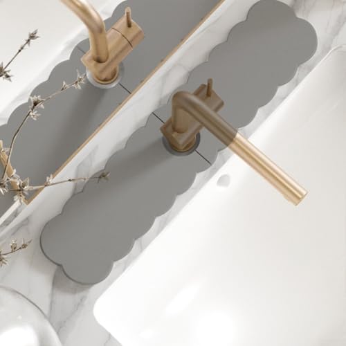 U-förmige Kieselgur Wasserhahnmatte, 40 x 10 cm, für Küchenspüle und Badezimmer-Arbeitsplatte, schnell trocknend, rutschfest, Weiß und Grau (Hellgrau) von LUCKCDUO