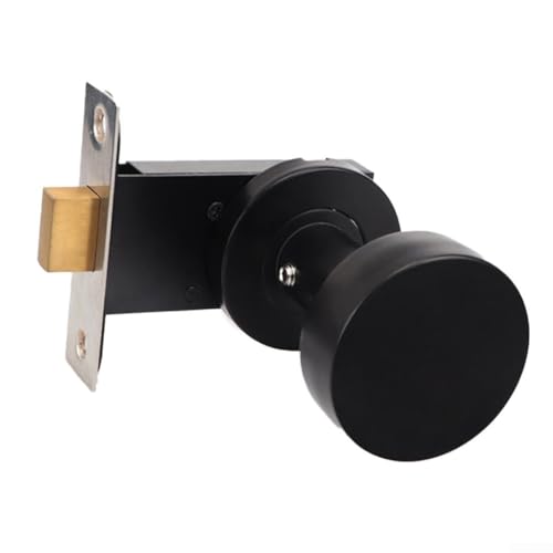 Unsichtbares Türschloss für Innentüren mit rundem Griff, aus 304 Edelstahl, schlüsselloses Verriegelungssystem, passend für Türstärken 35 bis 55 mm (schwarz) von LUCKCDUO