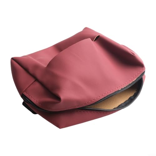 Verstellbarer Auto-Tücherbox-Halter, PU-Leder, passend für die meisten Taschentücher, perfekt für Rückenlehne oder Armlehne (Weinrot) von LUCKCDUO