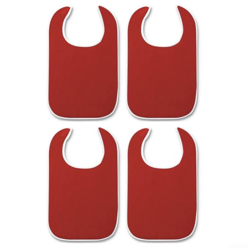 Wasserdichte Latzschürze für Erwachsene, 4 Stück, Kleidungsschutz für Senioren, verstellbarer Hals, große Abdeckung, maschinenwaschbar, 75 x 45 cm (rot) von LUCKCDUO