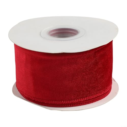 Weiches Samtband für Weihnachtsbaum und Kranz, 9 Farboptionen (rot) von LUCKCDUO