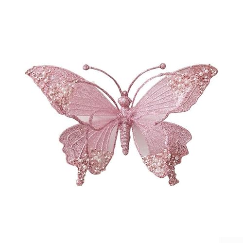 Weihnachts-Schmetterlings-Dekoration für Bäume und Tische, entworfen für festliche Atmosphäre, mit ungefährer Größe 25 x 15 cm (rosy) von LUCKCDUO