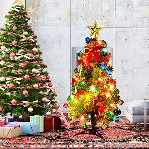 Künstlicher LED-Mini-Weihnachtsbaum, 45 cm, mit Lichterkette, Tischdekoration für Zuhause und Büro (Colorful) von LUCKDANO