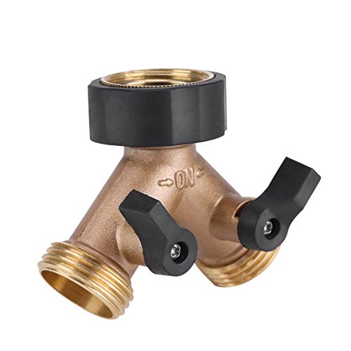 LUCKDANO Gartenschlauch -Splitter, Wasserspigot -Kleber Schlauchanschluss 2 Tap Adapter mit Absperrventilen Hochleistungs Messing Y Anschluss für Gartenhof Gewächshausbewässerung (Europäischer von LUCKDANO