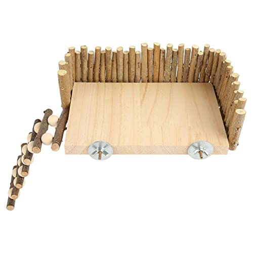 LUCKDANO Hamster -Plattform, Hamster Klettern Spielzeug Spielplatz Kleiner Haustier Aktivität Spielplatz mit Zaun Klettern Holzkauspielzeug für Zuckergleiter Goldener Bär (Schraubenstil) von LUCKDANO