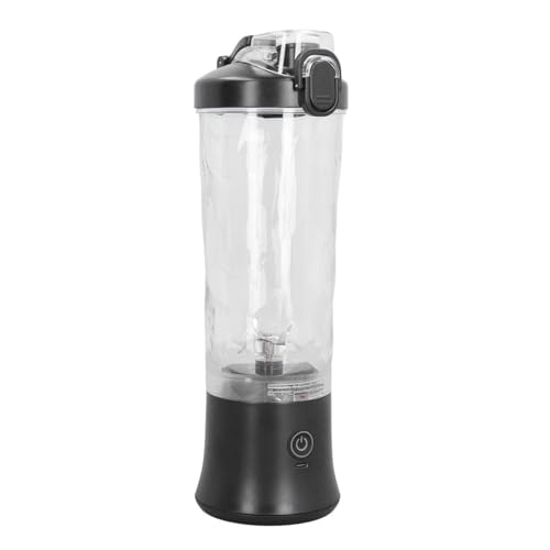 LUCKDANO Mixerflasche, Persönlicher Mixer Tragbarer Mixer mit Edelstahlblättern 150 W 600 Ml 18000 U/Min USB Wiederaufladbare Mini -Juicer -Tasse Elektrische Fruchtsaftmixer für Reisen Schwarz von LUCKDANO