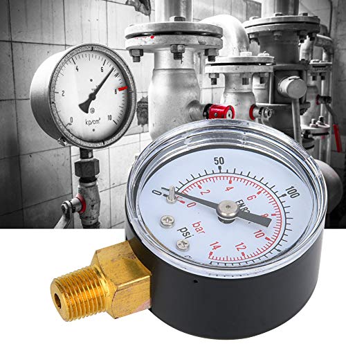 LUCKDANO Öldruckmesser, Manometer Öl des Öldruckmessgeräts Mechanische Stecher 1/8 -Zoll -BSPT Bodenanschluss für Luftöl Wasser (0-200psi, 0-14BAR) von LUCKDANO