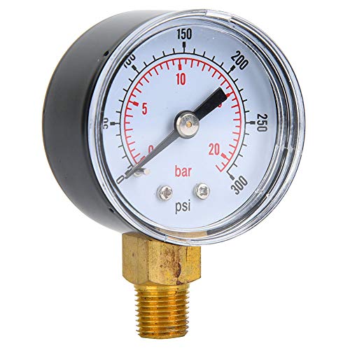 LUCKDANO Öldruckmesser, Manometer Öl des Öldruckmessgeräts Mechanische Stecher 1/8 -Zoll -BSPT Bodenanschluss für Luftöl Wasser (0-300PSI, 0-20BAR) von LUCKDANO