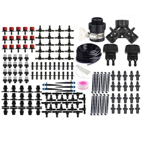 LUCKGONI 40 m Tropfbewässerungssysteme, Set mit 20 verstellbaren Sprinklern, wassersparend, Gartenarbeit, Gewächshaus, Bewässerungsausrüstung mit Rohren von LUCKGONI