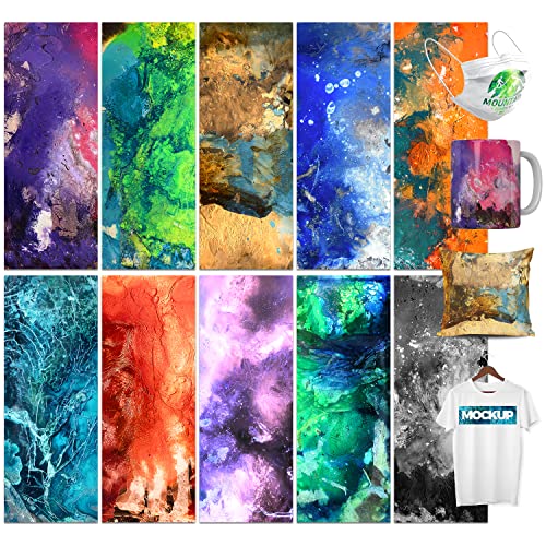 LUCKIGUCK Infusible Transfer Ink Sheets 10 Stück/Set Bunt Marmor, Unschmelzbare Transfer-Tintenblätter 11.5 x 30.5 cm, Farb- und Mustertransferfolie von LUCKIGUCK