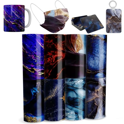 LUCKIGUCK Infusible Transfer Ink Sheets 8 Stück/Set Marble, Unschmelzbare Transfer-Tintenblätter 11.5 x 30.5 cm, Farb- und Mustertransferfolie (Marmor 2) von LUCKIGUCK