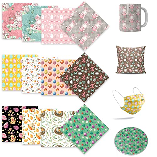 LUCKIGUCK Infusible Transfer Ink Sheets Easter 12Stück/Set, Unschmelzbare Transfer-Tintenblätter 30.5 x 30.5 cm, Farb- und Mustertransferfolie von LUCKIGUCK