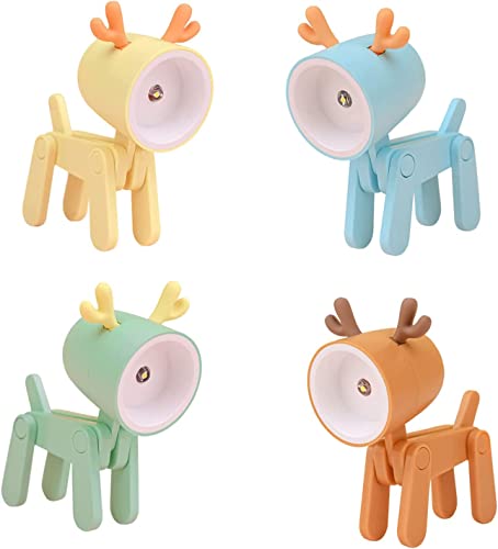 2 Stück LED-nettes Nachtlicht,kreative Hunde-LED-Nachtlicht,süßer Handyständer für Schreibtisch,Mini Cartoon Tiere LED Schreibtischlampe,Mini-Kinder-Nachtlampe,verstellbare Telefonstütze (4pcs-B) von LUCKKY