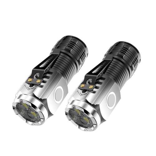 2 Stück Mini-Taschenlampe Mit Dreiäugigem Monsteres, Three-eyed Monster Mini Flashlight, LED Taschenlampe Mini Extrem Hell, Taschenlampe LED Aufladbar, Wasserdichte Taschenlampe mit 5 Modi (Silber) von LUCKKY