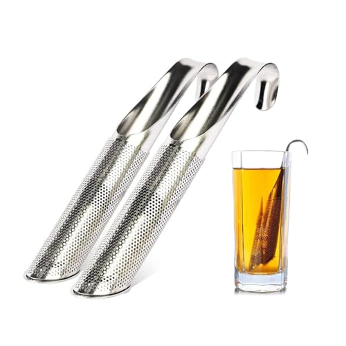 2 Stück Stainless Steel Tea Diffuser, Teezerstäuber aus Edelstahl, Teesieb Teeei aus 304 Edelstahl Teefilter feinmaschig Teestab, Edelstahl Teesieb mit Hakengriff für losen Tee von LUCKKY