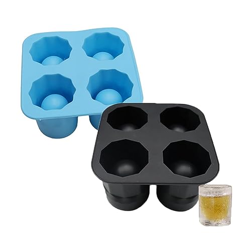 2 Stück Zylindrisches Eis-Gitter, Ice-shot Glass Mould, Eiswürfelbehälter Shotglas, Schnapsgläser Eisformen, Silikon-Eisglasformen für 8 Eiswürfel Shotgläser von LUCKKY