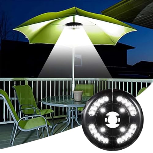 2024 Patio Umbrella Light with 24 LEDs, Regenschirm-LED-Leuchten für den Außenbereich, LED Außenleuchten Sonnenschirm Beleuchtung Lampe, Selbsteinstellendes USB-Laden für Strand Zelt Camping von LUCKKY