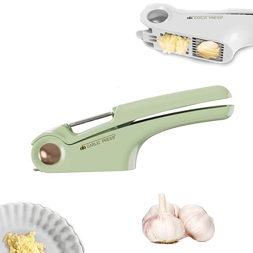 3-in-1-Multifunktions-Küchengerät, 3 in 1 Multi-Functional Kitchen Tool, Hand-Knoblauchschleifer, Knoblauchpresse Edelstahl, Knoblauchschneider Garlic Press, Knoblauchreibe/-Hobel (Grün) von LUCKKY