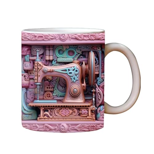 3D-Nähtasse, 3D Sewing Mug, Tasse Mit 3D Nähmaschine Motiv, Keramik Kaffeetasse, Lustige Nähtasse, 3D-Quilting-Tasse Kreatives Kaffeetassen & Becher Mehrzweck Tasse (A) von LUCKKY