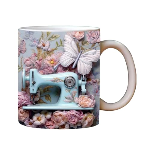 3D-Nähtasse, 3D Sewing Mug, Tasse Mit 3D Nähmaschine Motiv, Keramik Kaffeetasse, Lustige Nähtasse, 3D-Quilting-Tasse Kreatives Kaffeetassen & Becher Mehrzweck Tasse (C) von LUCKKY