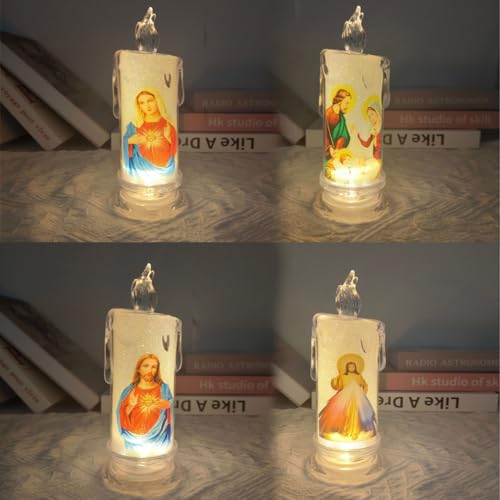 LUCKKY 4 Stück LED Gebet flammenlose Kerzen, Transparent, ABS Material, Energieeffizient, Vintage Stil, 2694221031 LUCKKY 4 Stück LED Gebet flammenlose Kerzen, Transparent, ABS Material, Energieeffizient, Vintage Stil, 2694221031 von LUCKKY