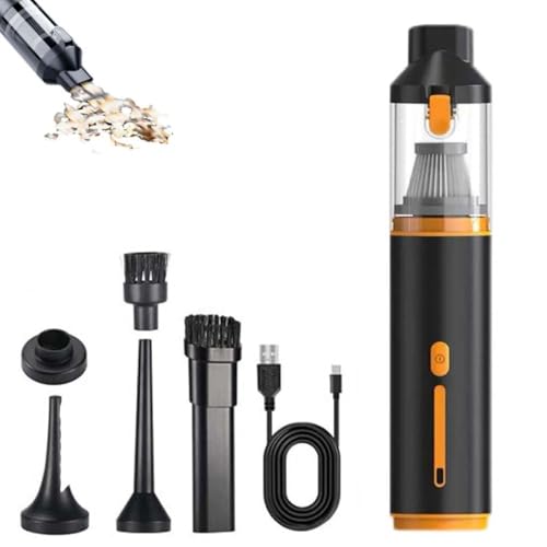 AirTrekPro – Compact Vacuum & Blower with Enhanced Dual Power, 2-in-1 Handstaubsauger Akku, Tragbarer Mini Autostaubsauger mit Bürstenlosen Motor, Elektrische Staubgebläse Druckluftspray (Orange) von LUCKKY