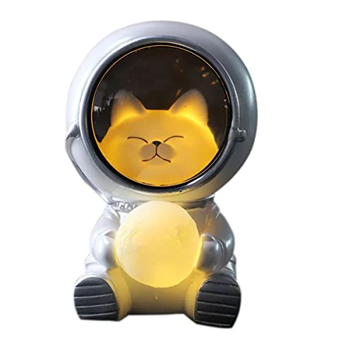 LUCKKY Astronaut LED Night Lights,Sternenhimmel Astronaut Erde Nachtlicht,LED Nachtlicht Dekoration Schlafzimmer Lampe,Astronaut Nachtlicht Spaceman,Tier Atmosphäre Harz Nachtlicht,Tischlampe (Katze) von LUCKKY