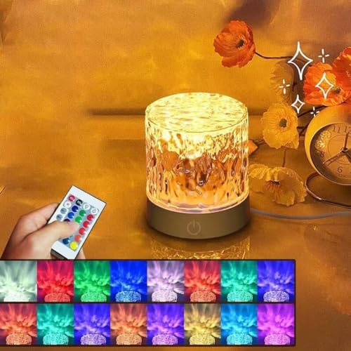 Aurora Glow Lamp, Sternenhimmel Projektor, LED Nachtlicht Sternenprojektor Lampe, 16 Farben RGB Wave Lamp, Nordlicht Projektor mit Fernbedienung, LED Nachttischlampe, Dimmbares Umgebungslicht von LUCKKY