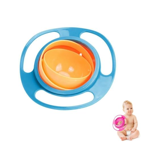 Baby Universal "UFO" Schüssel, Baby Universal Gyro Bowl, Universal-Gyro-Schüssel, auslaufsicheres Essen, 360-Grad-Drehung Müslischale Gyroskopisch, unterhaltsame magische Schüsseln für Kinder (Blau) von LUCKKY