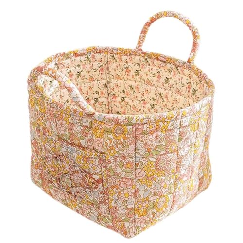 Boho Fabric Storage Basket, Boho-Stoff-Aufbewahrungskorb, Boho Blumen Wäschekörbe, Große Kapazität Stoff Aufbewahrungsbox, Faltbarer Aufbewahrungskorb mit Griff für Kleidung und Kleinkram (D) von LUCKKY