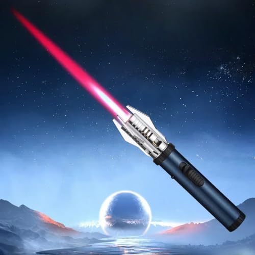 Camping Outdoor Windproof Straight Flame Lighter, Jetflamme Feuerzeug, Butangas-Feuerzeug, Winddicht Langes Stabfeuerzeug, 360° Use Gas Nachfüllbar Sturmfeuerzeug für Grill, Camping (Blau) von LUCKKY