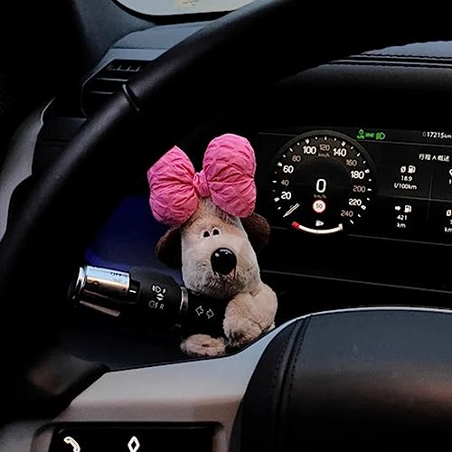 Car Decoration Dog, Car Interior Accessories Pilot Dog Doll Decoration, Auto Hängend Ornament & Süßer Hund Auto Armaturenbrett Dekorationen, Wischer-Blinker-Dekoration Zubehör (Rosa) von LUCKKY