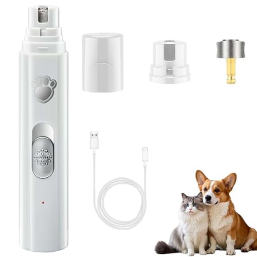 Concertchop Dog Nail Grinder, KrallenSchleifer Pro Set - Schmerzfreier Nagelschleifer fur Hunde, 3 Schleifmodus & 2 Geschwindigkeiten, Superleise Wiederaufladbare Elektrische Nageltrimmer (Weiß) von LUCKKY