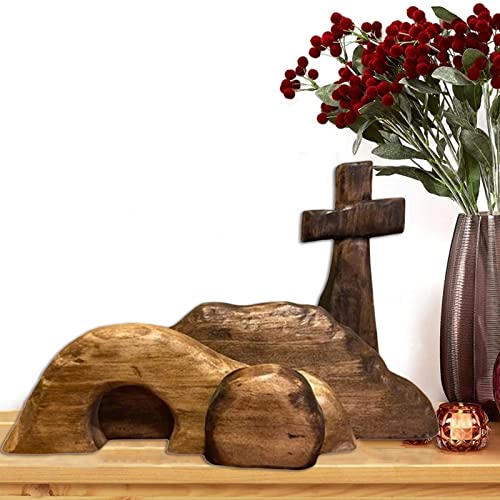 Die Osterszene und das Kreuz des leeren Grabes, Holzkreuz leeres Grabstatue-Set, Leeres Grab, Osterszene aus Holz, Osterdekorationen, Krippendekoration von LUCKKY