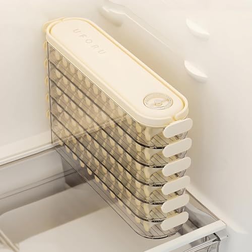 Fridge Storage Boxes With Lids,Kühlschrank Aufbewahrungsboxen mit Deckel,Mehrschichtige Knödel Aufbewahrungsbox Mit Deckel,Stapelbare Kühlschranklagerbehälter für Schrank,Kühlschrank (6 Schicht, Weiß) von LUCKKY