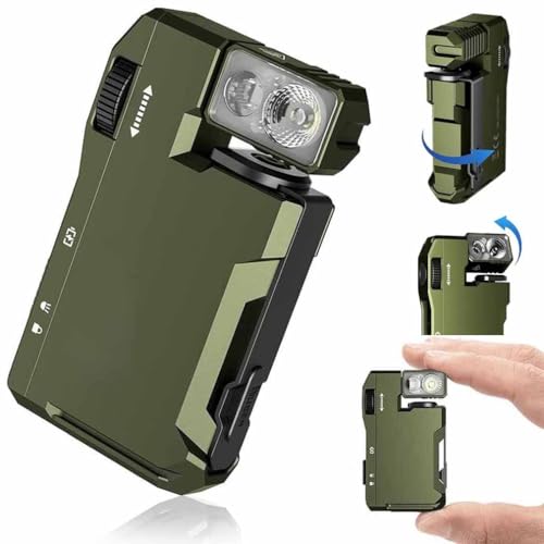 G5 EDC Flashlight — 400 Lumens, G5 Wiederaufladbare EDC-Taschenlampe, 400 Lumen Mini-Taschenlampe mit Magnet, 180° Drehbar Superhelle 3 Modi Wasserdichte EDC-Taschenlampe für Camping Outdoor (Grün) von LUCKKY