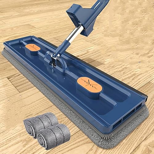 Großer Flachmopp, Großer Flachmop, Large Flat Mop, Large Flat Mop, 360° Drehgelenk Bodenwischer Set Flachmopp mit Wiederverwendbaren Mikrofaser-Wischpads (Blau) von LUCKKY