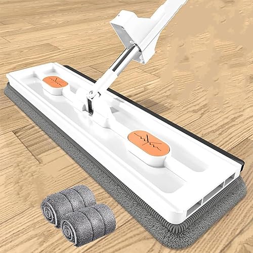 Großer Flachmopp, Großer Flachmop, Large Flat Mop, Large Flat Mop, 360° Drehgelenk Bodenwischer Set Flachmopp mit Wiederverwendbaren Mikrofaser-Wischpads (Weiß) von LUCKKY