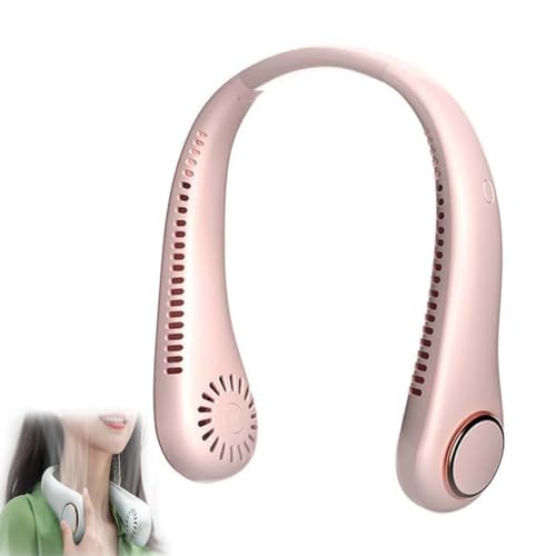 Hands-free Neck Fan for Sports, Tragbarer Nackenventilator, Hals Ventilator Wiederaufladbar, 3 Geschwindigkeiten Persönlicher Ventilator, Flügelloser Mini-USB Ventilator mit 360°-Kühlluftstrom (Rosa) von LUCKKY