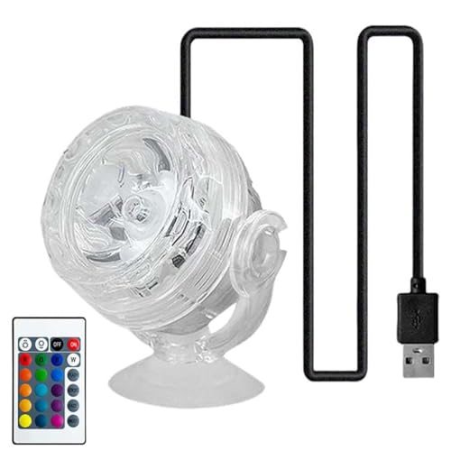 Joyeloo Submersible RGB LED Aquarium Spotlight, RGB Led Unterwasserlicht mit Fernbedienung, 180-Grad-Drehbare LEDs-Spotlampe für Aquarien, Teichlicht LED-Scheinwerfer Teichbeleuchtung von LUCKKY