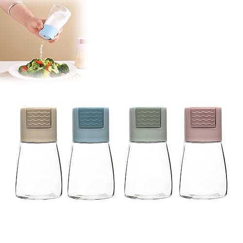 Konische Gewürzflasche für die Küche, Würzflasche Mit Druckdosierung, Salt and Pepper Shakers Precise Quantitative Push Type, Salz und Pfeffer Streuer Set, Salzstreuer mini, Salzspender (4 Stk) von LUCKKY