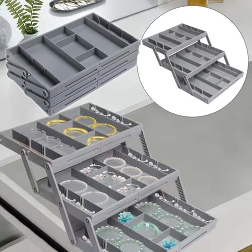 Kulken Drawer Organizer, Kulken Mehrstufiger Schubladen Organizer, 2/3 Tier Ausziehbare Schublade Organizer Faltbar Schubladenorganisator, Erweiterbarer Schreibtisch-Organizer (1 Row 3 Tier) von LUCKKY